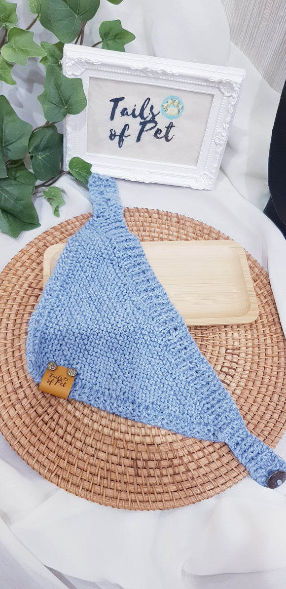 Knit Collection Pet Bandana: Denim Blue (Medium 32 - 36cm)