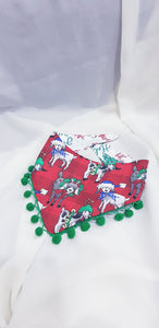 Christmas Reversible Bandana: Pom pom (Ready stock 23-41cm)