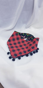 Christmas Reversible Bandana: Pom pom (Ready stock 24-41cm)