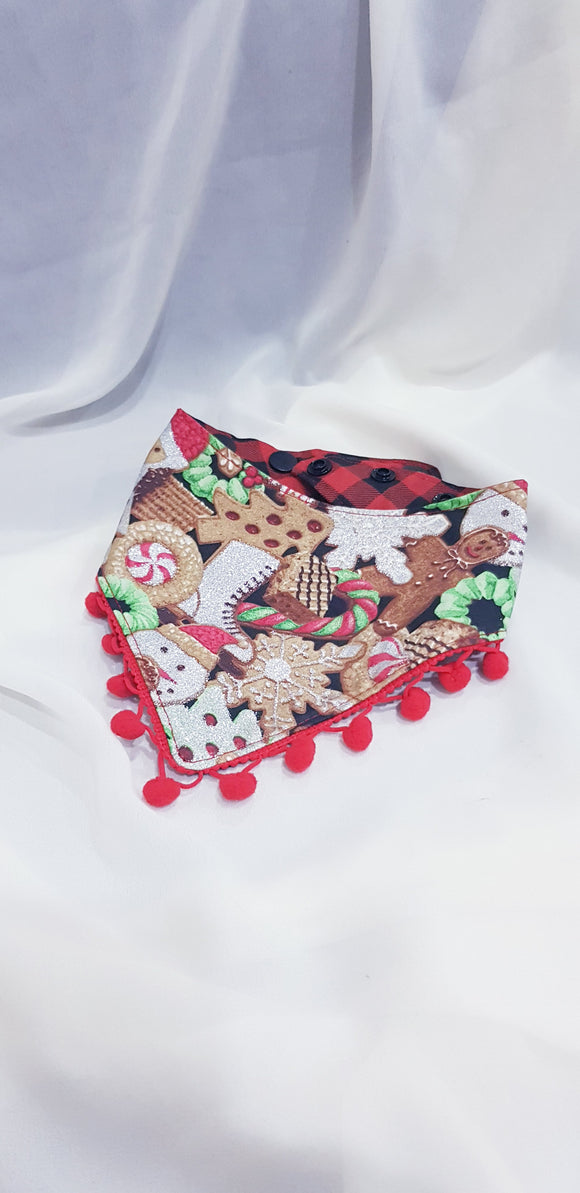 Christmas Reversible Bandana: Pom pom (Ready stock 23-42cm)