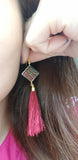 Earrings: Beaded Red & Green Tassels