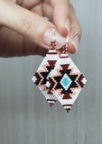 Fiery Aztec Design Beaded Earrings