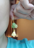 Earrings: Crochet Flower with yellow Tassels Earrings