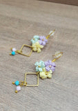 Pastel Crochet Flower with Swarovski's Crystals Earrings