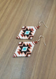 Fiery Aztec Design Beaded Earrings