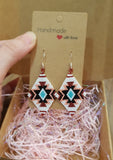 Fiery Aztec Design Beaded Earrings