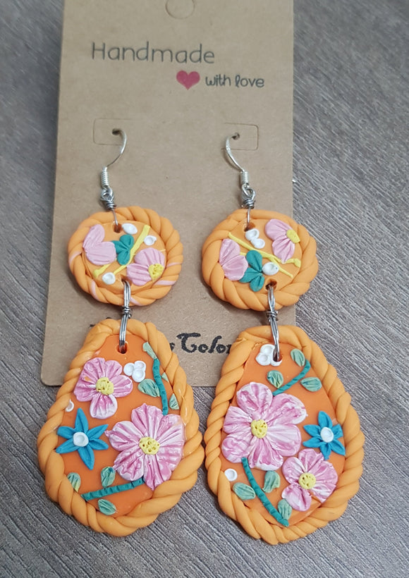 Peony Inspired Dangling Earrings