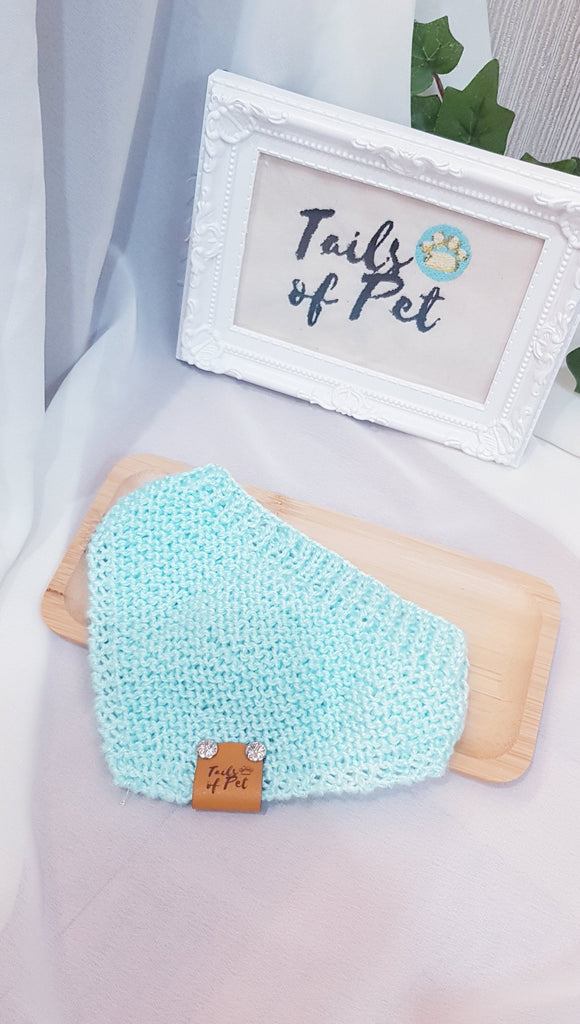 Knit Collection Pet Bandana: Glitter mint (Small 24 - 27cm)