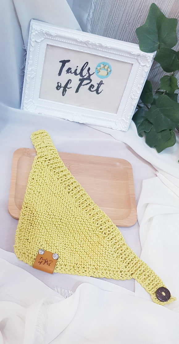 Knit Collection Pet Bandana: Lime Yellow (Small 25-28cm)