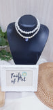 Pet necklace: Pearl Necklace with Swarovski's Crystal