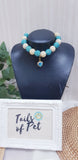 Pet Necklace: Cream Teal