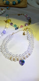 Pet necklace: Pearl Necklace with Swarovski's Crystal