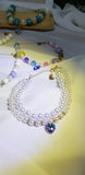 Pet necklace: Pearl Necklace with Swarovski's Crystal