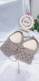 Crochet Bralette with Tassel (Taupe)