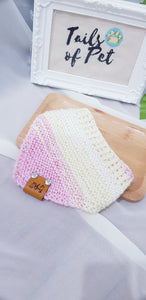 Knit Collection Pet Bandana: Pastel Pink and Yellow (21cm to 28cm Ready Stock)