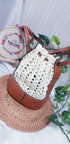 Crochet Bag: Balloon Bag with Leather Frame (1 piece only)