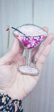 Brooch: Cherry cocktail glass (Pre-order)