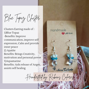 Earrings: Blue Topaz Cluster