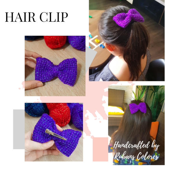 Midnight Purple Sparkle Crochet Hair Clip