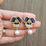 Orchid Couture with Natural Pearl Earrings